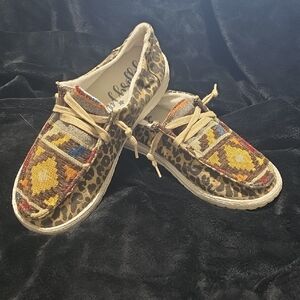 🪷Gypsy Jazz Leopard & Aztec Print Slip-On Moccasins - Tan, Brown, Yellow